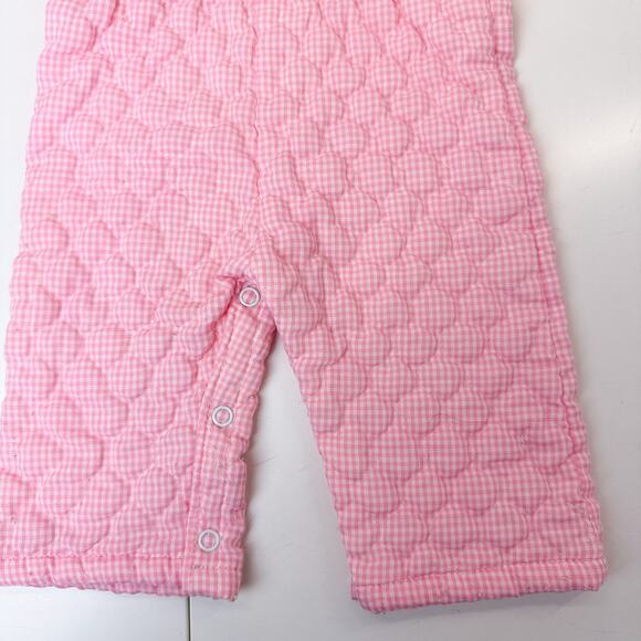 Vintage 80s Thomas Girls Quilted Gingham Pink Footless Bodysuit - 6-9 Months - Picture 9 of 13